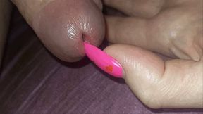 Clara - Inserting her long fingernails into the peehole and eating cum off her soles [foot worship, footjob, urethral insertion, cum on feet] (1080p)