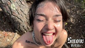 Her slut face covered in cum for her birthday