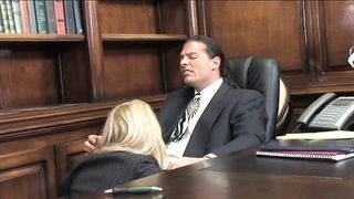 Blonde lawyer sucks her boss&#039;s cock