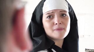 Nun at prayer gives in to needs.