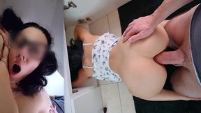 Stepmom is stuck and her stepson has to pound her tight asshole