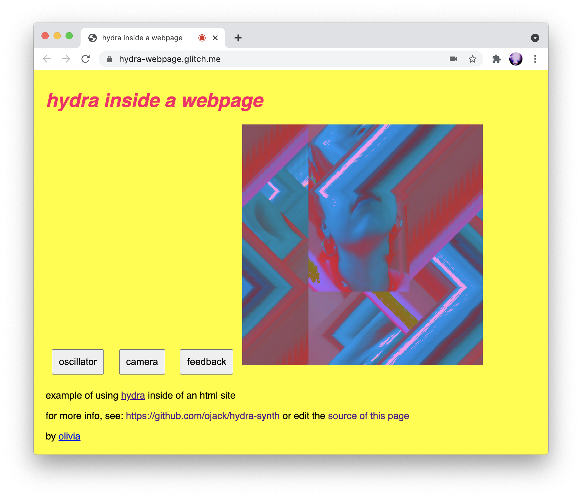 image of hydra in webpage
