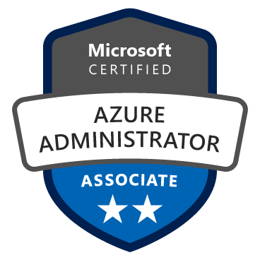 Microsoft Azure Az-104 certification badge.