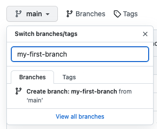 image showing my-first-branch entry