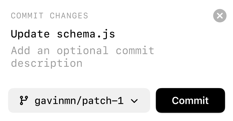 GitHub Mobile editing commit prompt