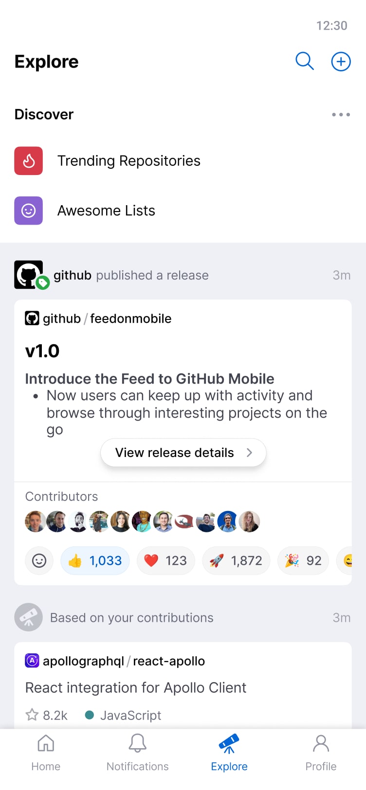 GitHub Mobile Feed