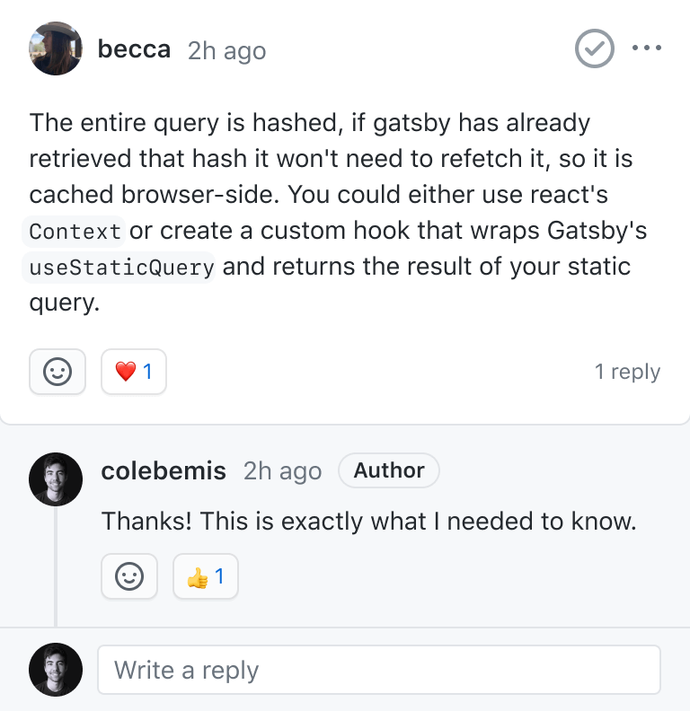 Answer to the technical question from the Gatsby community