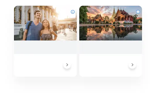 Ilustrasi telepon menunjukkan kueri penelusuran Google untuk Tur Asia Tenggara yang menampilkan Iklan Display terkait.
