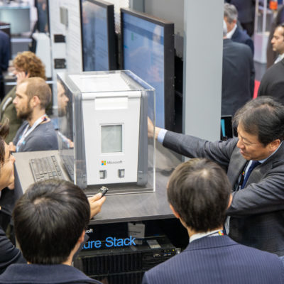 A customer demo in the Microsoft booth at Hannover Messe 2019